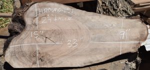 HROUND-151 English Walnut Slab 33”x15”-9”x2 1/4”