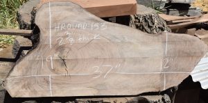 HROUND-153 English Walnut Slab 37”x19”-11”x2 3/8”