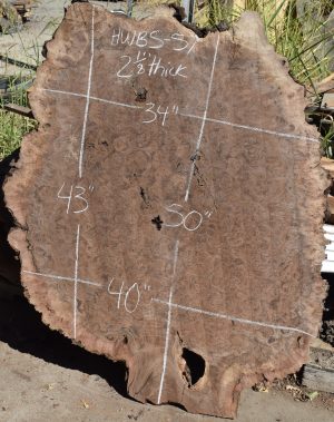 HWBS-57 Claro Walnut Burl Slab 50”x40”-34”x 2 1/8” One of a Kind