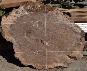 HWBS-58 Claro Walnut Burl Slab 40”x40”-39”x2 1/8” One of a Kind