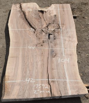 17592 Figured Bastogne Walnut Slab 104"x53"-42"x2" Kiln Dried