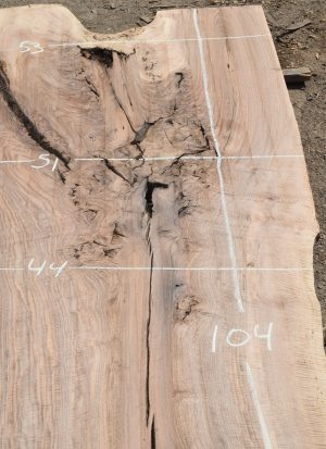 17592 Figured Bastogne Walnut Slab 104"x53"-42"x2" Kiln Dried - Image 4