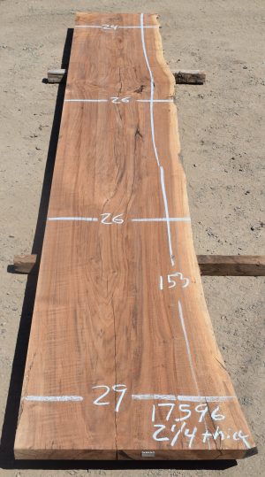 17596 Figured Claro Walnut Slab 153”x29”-24”x2 1/4”