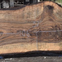 36206 Incredibly Figured Bastogne Walnut Slab 106″x37″-32″x3 1/4″