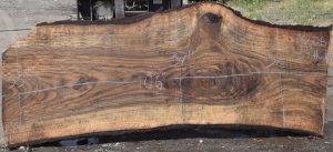 36206 Incredibly Figured Bastogne Walnut Slab 106″x37″-32″x3 1/4″