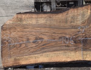36206 Incredibly Figured Bastogne Walnut Slab 106″x37″-32″x3 1/4″ - Image 2