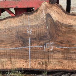 36204 Incredibly Figured Bastogne Walnut Slab 105″x33″-31″x3 3/8″