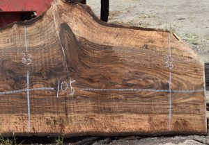 36204 Incredibly Figured Bastogne Walnut Slab 105″x33″-31″x3 3/8″ - Image 3