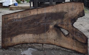 36209 Figured Bastogne Walnut Slab 77"x51"-36"x3 1/4" Apr 2025