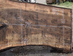 36210 Figured Bastogne Walnut Slab 77"x51"-36"x3 3/8" Apr 2025 - Image 2