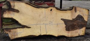 36212 Figured Bastogne Walnut Slab 107"x48"-35"x3 5/8" Apr 2025