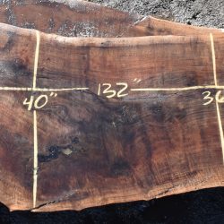35540 Figured Claro Walnut Slab 132”x40”-34”x 3 1/2” Feb 2022