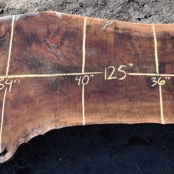 35543 Figured Claro Walnut Slab 125”x54”-36”x 3 3/8” Feb 2022
