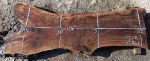 35550 Figured Claro Walnut Slab 106“X45”-30”x5 1/2” Feb 2022